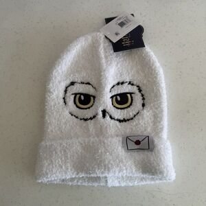 Harry Potter Hedwig Owl White Fuzzy Beanie Hat NWT One Size